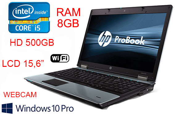 HP Probook 6560B Core i5 2,9Ghz 8GB 500GB 15.6" SERIALE WEBCAM WIN 10